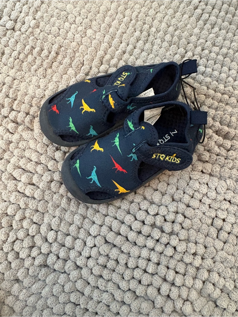 Kids Navy Dino Water Shoes with Easy Slip-On
